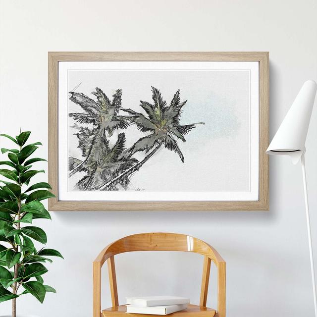 Tropical Palm Trees in Abstract - Picture Frame Graphic Art Print East Urban Home Frame Option: Oak, Size: 50cm H x 76cm W x 2cm D on Productcaster.