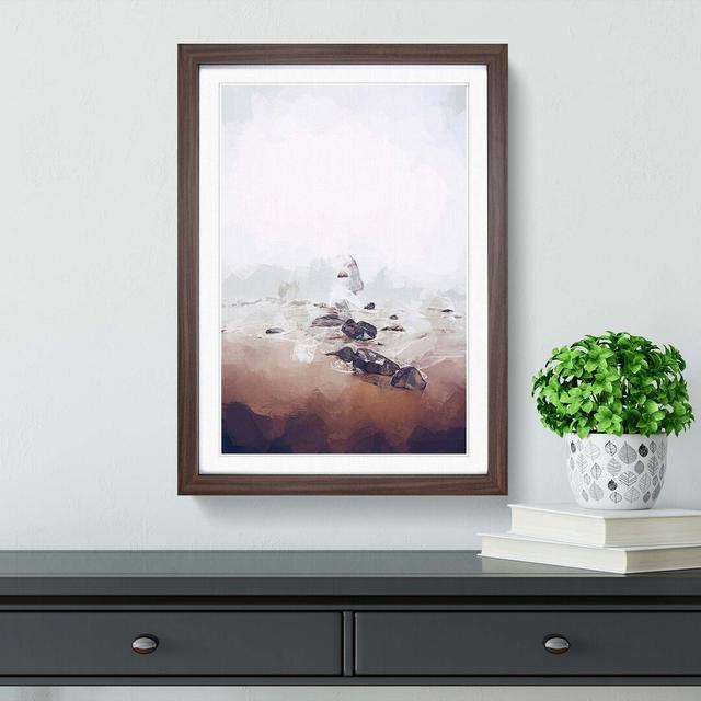 Rocks upon a Beach in San Francisco in Abstract - Picture Frame Graphic Art Print East Urban Home Frame Option: Walnut, Size: 76cm H x 50cm W x 2cm D on Productcaster.