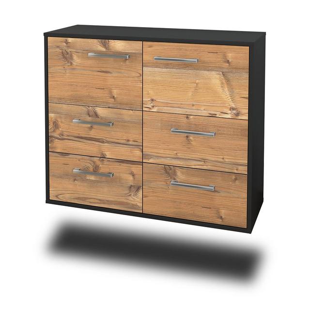 Alhasan sideboard, flying/metal handles, size: 92 x 79 x 35cm Latitude Run Colour: Pine/Anthracite on Productcaster.