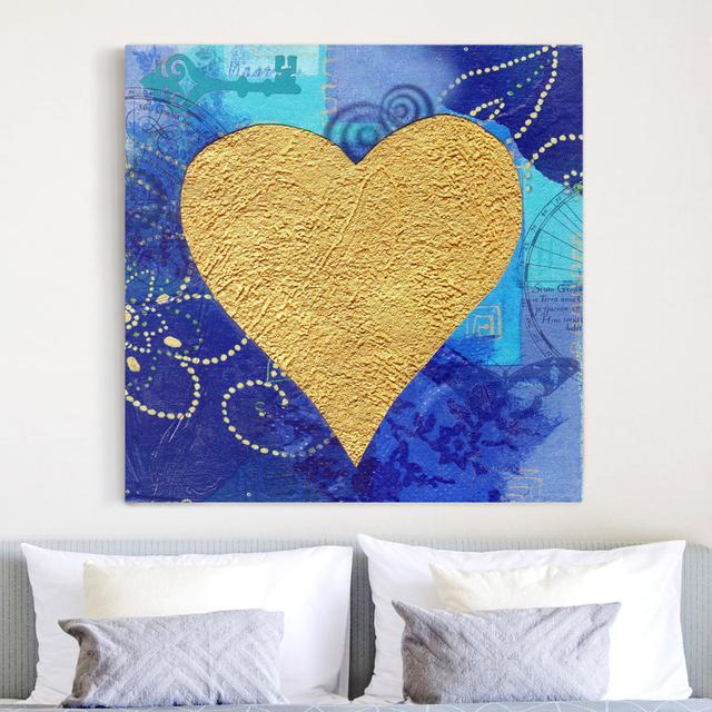 Leinwandbild - Grafikdruck „Heart of Gold” East Urban Home Größe: 40 L x 40 B on Productcaster.