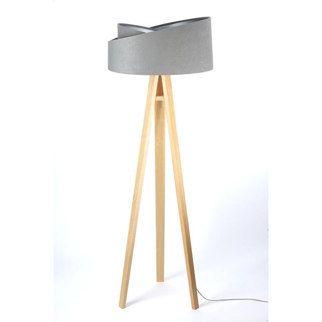 Sansome 146cm Tripod Floor Lamp Isabelline Base Finish: Neutral, Shade Colour: Grey/Silver on Productcaster.