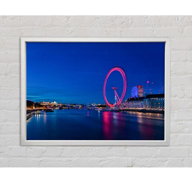 London Eye Pink Glow - Einzelner Bilderrahmen Kunstdrucke auf Leinwand Bright Star Größe: 59,7 cm H x 84,1 cm B x 3,3 cm T on Productcaster.