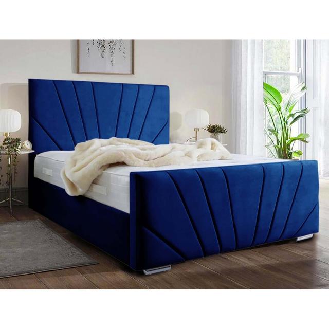 Ebenezer Upholstered Platform Bed Etta Avenue Colour: Parliament, Size: Small Double (4') on Productcaster.