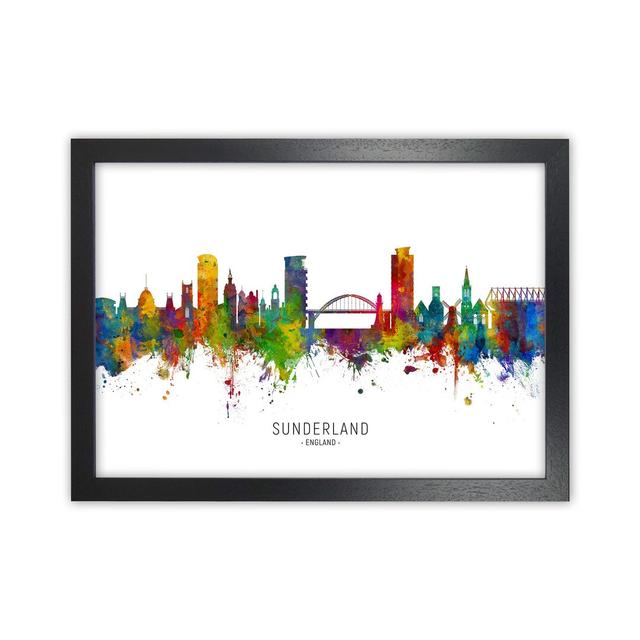 Sunderland England Skyline by Michael Tompsett - Graphic Art Print Ebern Designs Format: Black Framed, Size: 46cm H x 63cm W x 3cm D on Productcaster.