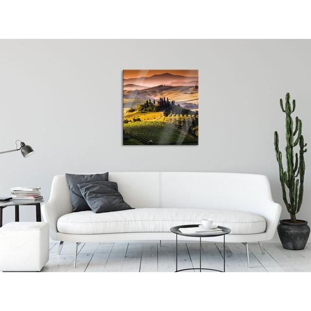 Beautiful Tuscan Landscape - Unframed Photograph on Glass Alpen Home Size: 80cm H x 80cm W x 0.4cm D on Productcaster.