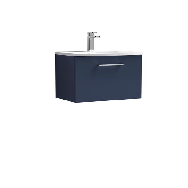 610mm Single Bathroom Vanity with Drop In Vitreous China Basin Nuie Vanity Unit Colour: Midnight Blue on Productcaster.