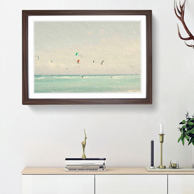 Kite Surfers in South Beach Miami - Picture Frame Painting Print East Urban Home Frame Option: Walnut Framed, Size: 27cm H x 36cm W x 2cm D on Productcaster.