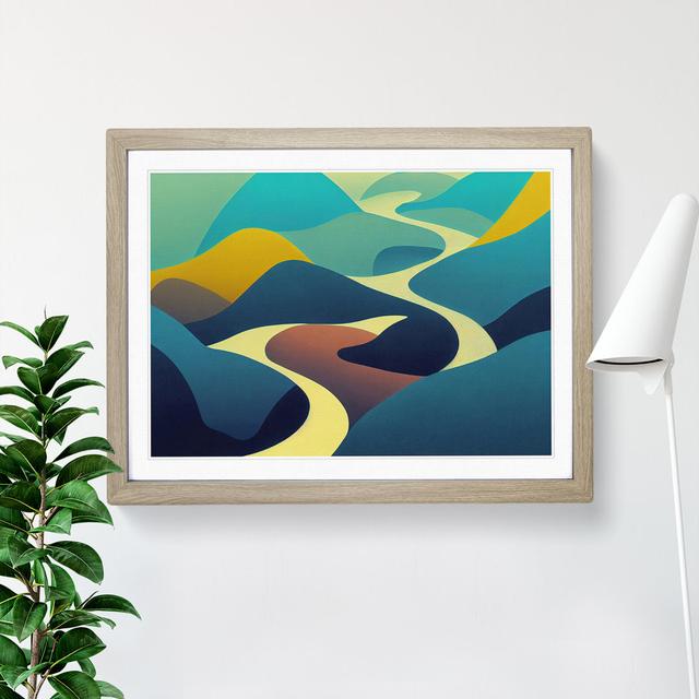 Abstract Mountain River Vol.2 - Single Picture Frame Print Metro Lane Frame Colour: Oak, Size: 46cm H x 64cm W x 2cm D on Productcaster.