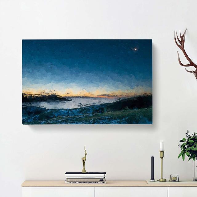 Moon Rising Over Lofoten In Abstract - Wrapped Canvas Print East Urban Home Size: 60cm H x 91cm W x 3cm D on Productcaster.