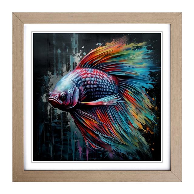 Siamese Fighting Fish Graffiti - Single Picture Frame Print on Wood 17 Stories Frame Colour: Oak on Productcaster.