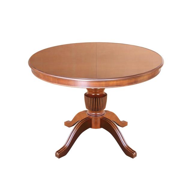 Quickep 100Cm Extendable Pedestal Dining Table Marlow Home Co. Table Top Colour: Cherry Wood, Size: 79 cm H x 110 cm L x 110 cm W, Table Base Colour: on Productcaster.