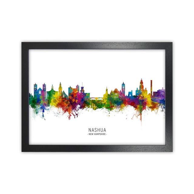 Nashua New Hampshire Skyline by Michael Tompsett - Print Ebern Designs Size: 64cm H x 88cm W x 3cm D, Format: Black Framed on Productcaster.