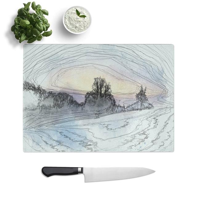 Tempered Glass Trees at Wintertime in Slovakia in Abstract Chopping Board East Urban Home Size: 39 cm W x 28.5 cm L on Productcaster.