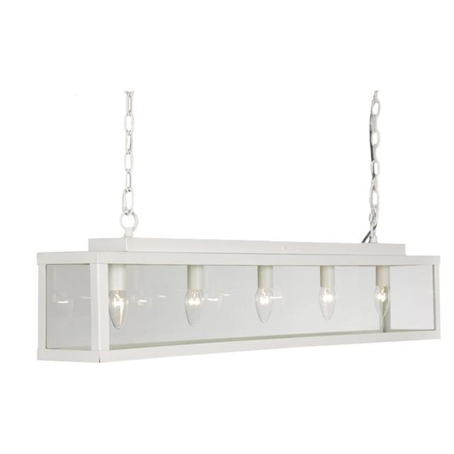 Taplin 5-Light Kitchen Island Pendant Brayden Studio Finish: Beach Ivory Metal and Clear Glass on Productcaster.