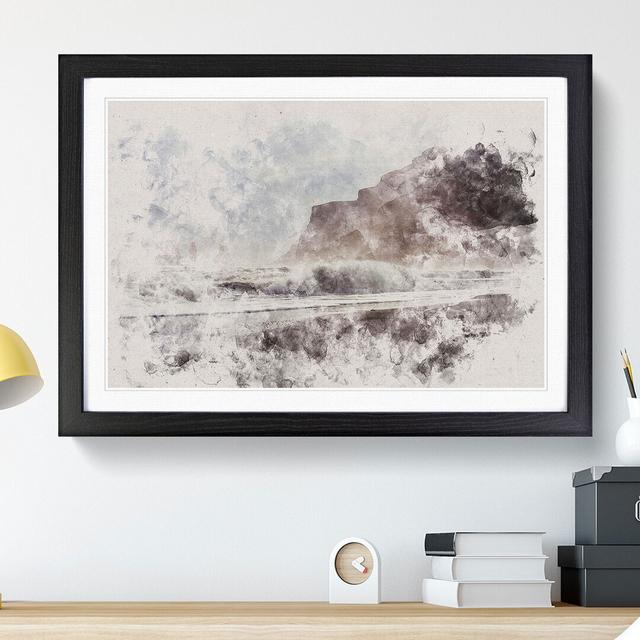 Beach and Cliffs Vol.1 Watercolour - Picture Frame Graphic Art East Urban Home Frame Option: Black, Size: 36cm H x 48cm W x 2cm D on Productcaster.