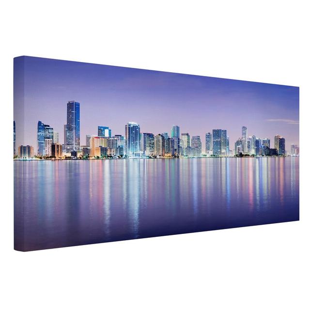 12743/Rectangle/canvas print - Purple Miami Beach Ebern Designs Size: 50cm H x 100cm W on Productcaster.