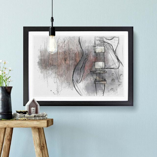 Wooden Electric Guitar in Abstract - Picture Frame Graphic Art Print East Urban Home Frame Option: Black, Size: 50cm H x 76cm W x 2cm D on Productcaster.