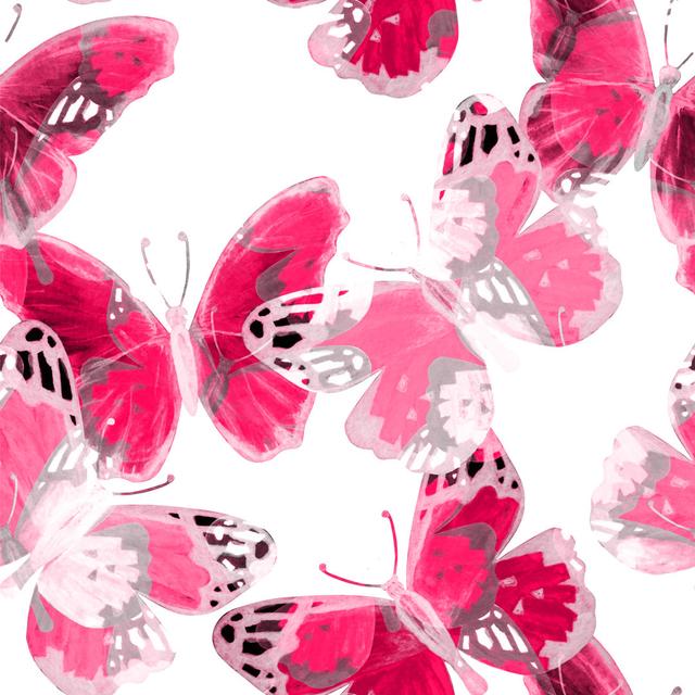 Purdin Seamless Pattern With Butterflies by Color_Brush - Wrapped Canvas Painting Brambly Cottage Size: 30cm H x 30cm W x 3.8cm D on Productcaster.