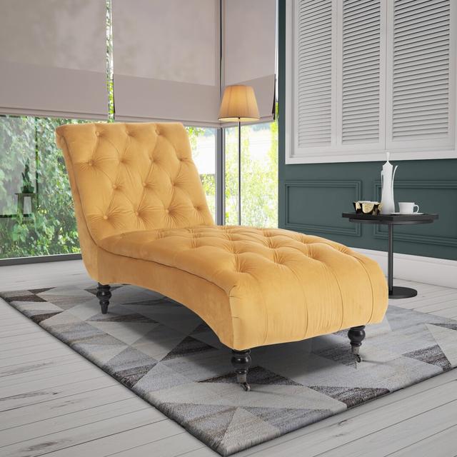 Cosper Chaise Lounge Rosdorf Park Upholstery Colour: Gold on Productcaster.