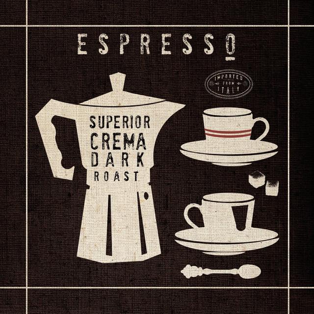 Espresso on Linen Black by Studio Mousseau - Wrapped Canvas Typography Print August Grove Size: 91cm H x 91cm W x 3.8cm D on Productcaster.