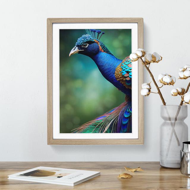 Captivating Peacock - Picture Frame Photograph Latitude Vive Size: 64cm H x 46cm W x 2cm D, Frame Colour: Oak Framed on Productcaster.