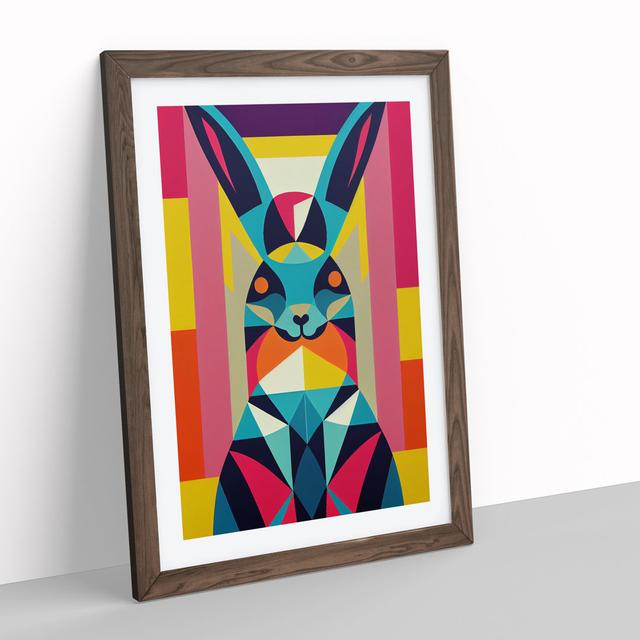 Geometric Rabbit Abstract - Picture Frame Painting Metro Lane Size: 34cm H x 25cm W x 2cm D, Frame Colour: Walnut on Productcaster.