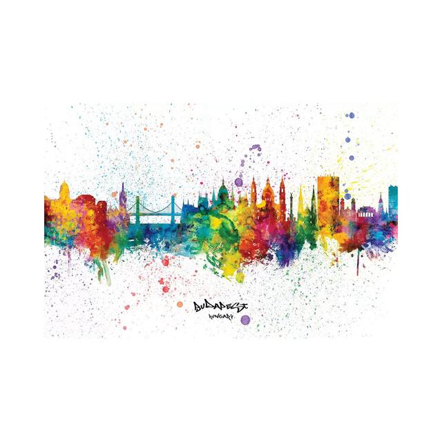 Budapest Hungary Skyline Splash by Michael Tompsett - Wrapped Canvas Art Prints Latitude Run Size: 30.48cm H x 45.72cm W x 1.9cm D on Productcaster.