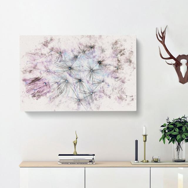 Dandelion Seeds in Blue & Pink - Wrapped Canvas Graphic Art Print East Urban Home Size: 40cm H x 60cm W x 3cm D on Productcaster.