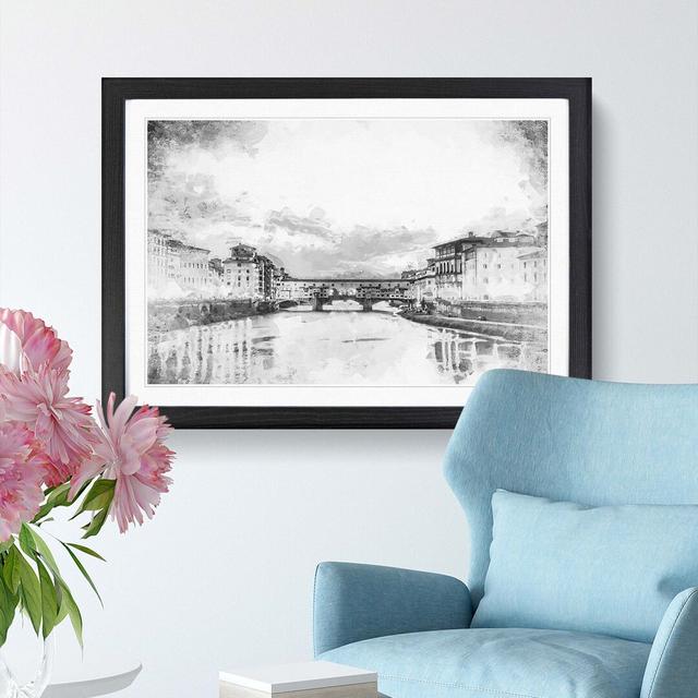 Ponte Vecchio Bridge in Florence Italy - Picture Frame Graphic Art Print East Urban Home Size: 50cm H x 76cm W x 2cm D, Frame Option: Black on Productcaster.