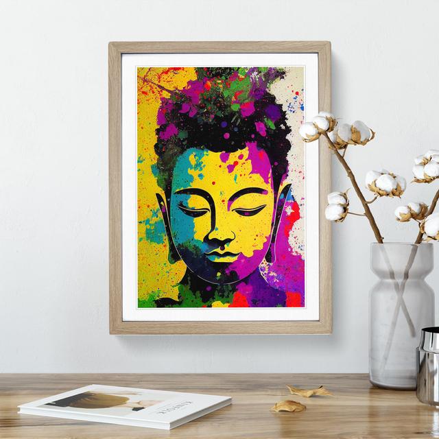 Buddha Splashed No.5 - Print Latitude Vive Size: 48cm H x 36cm W, Format: Oak Framed, Matte Colour: White on Productcaster.