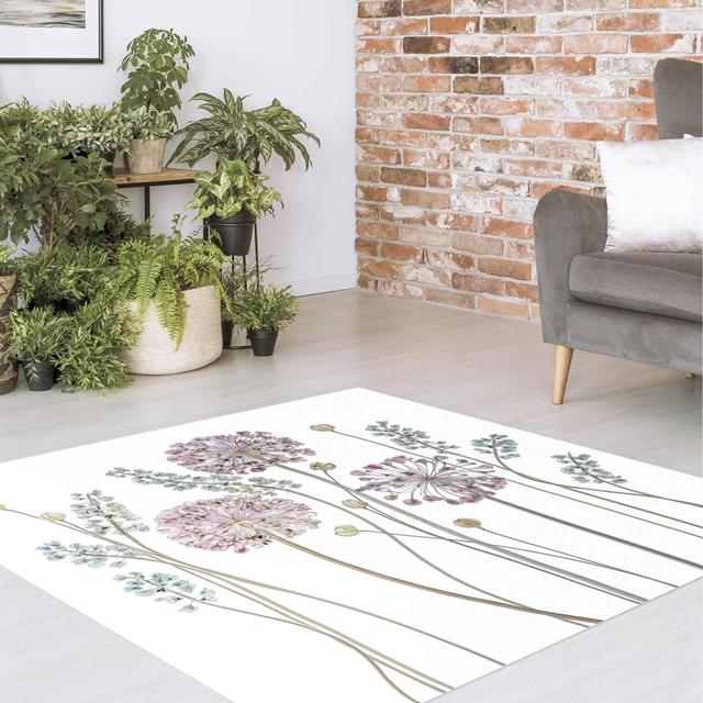 Square Acheron Floral Green/Purple Indoor / Outdoor Area Rug Rosalind Wheeler Rug Size: Square 60cm on Productcaster.