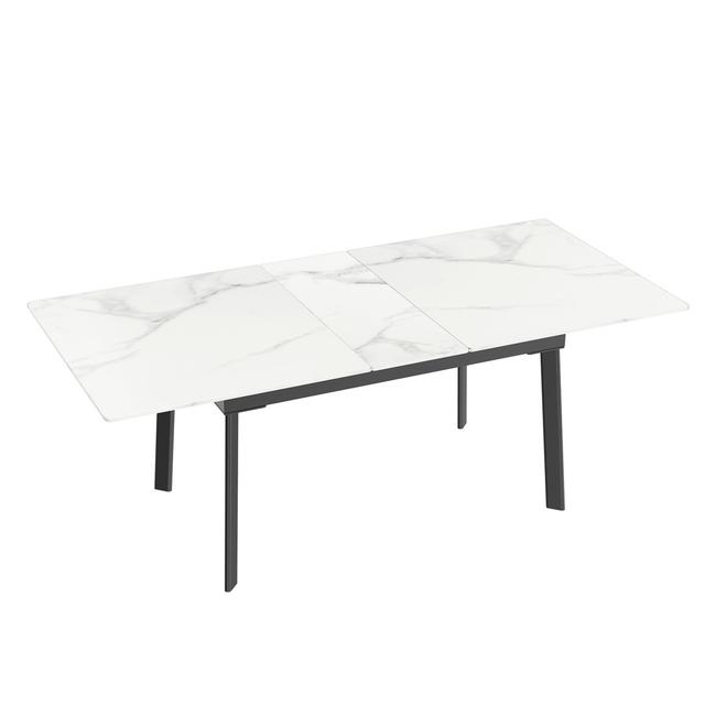 Mattear Rectangular Dining Table Ebern Designs Size: 180x85x79cm, Table Top Colour: Glossy White on Productcaster.