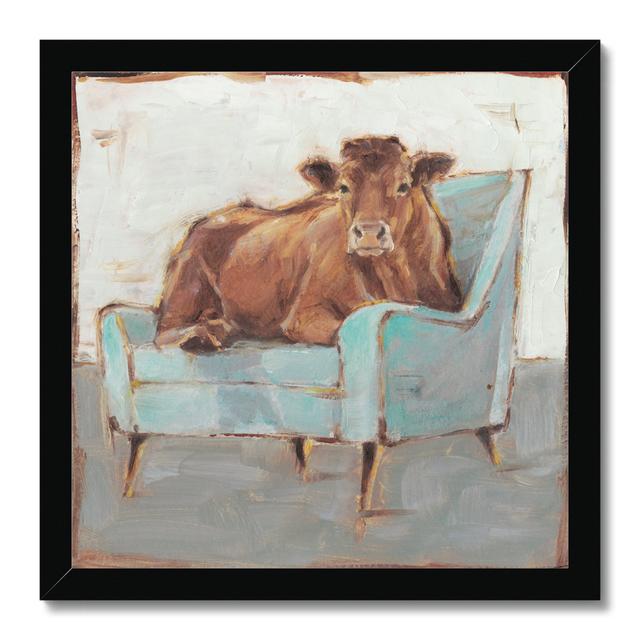 Moo-Ving In IV by Ethan Harper - Wrapped Canvas Art Prints Lark Manor Format: Black Framed Paper Print, Size: 34cm H x 34cm W x 2.3cm D on Productcaster.