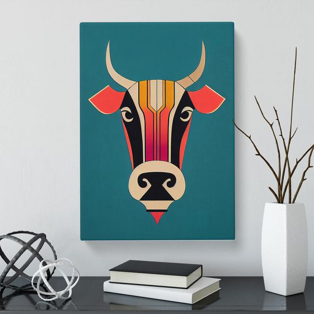 Cow Deco Style - Wrapped Canvas Graphic Art Brambly Cottage Size: 60cm H x 40cm W x 3cm D on Productcaster.