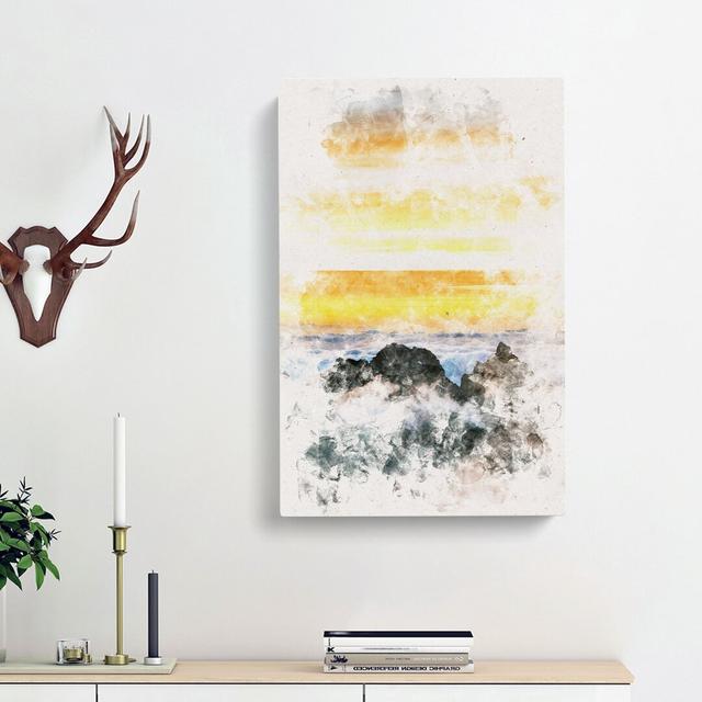 Mountain Peaks - Wrapped Canvas Painting East Urban Home Size: 60cm H x 40cm W x 3cm D on Productcaster.