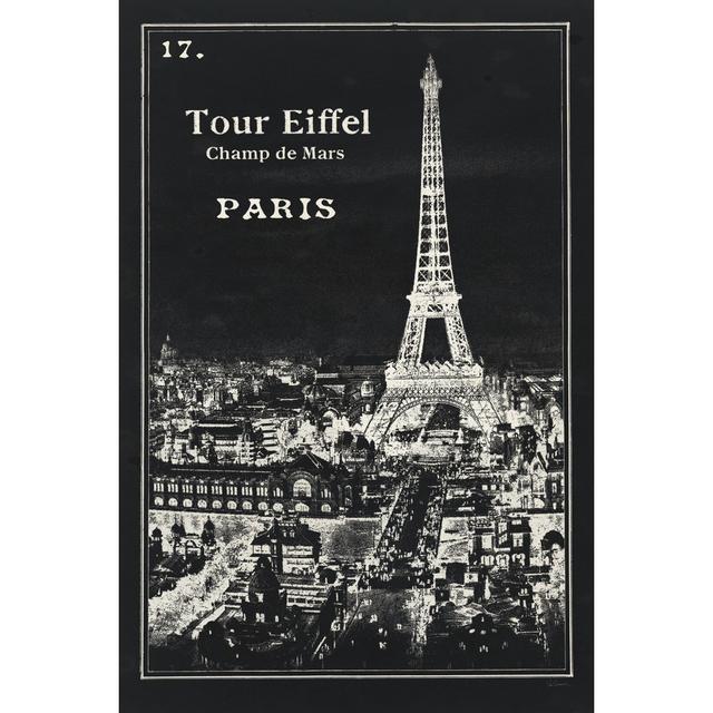 Black Blueprint Map Eiffel Tower Happy Larry Size: 76cm H x 51cm W x 3.8cm D on Productcaster.