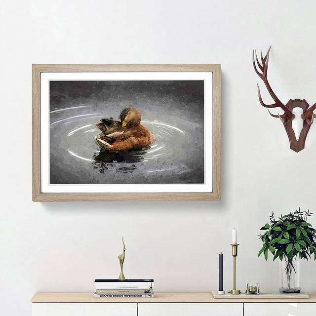 Duck Preening Its Feathers in Abstract - Picture Frame Graphic Art Print East Urban Home Frame Option: Oak Framed, Size: 62cm H x 87cm W x 2cm D on Productcaster.