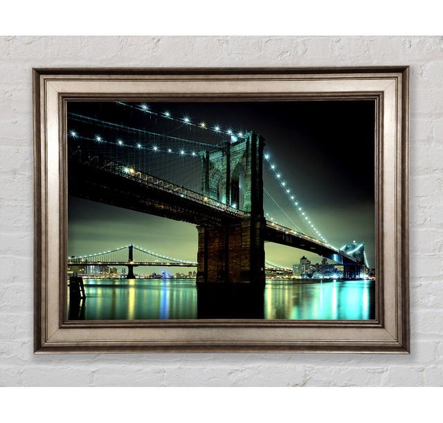 Brooklyn Bridge Nyc Framed Print Ebern Designs Format: Antique Silver Framed Paper, Size: 21cm H x 42cm W x 8cm D on Productcaster.