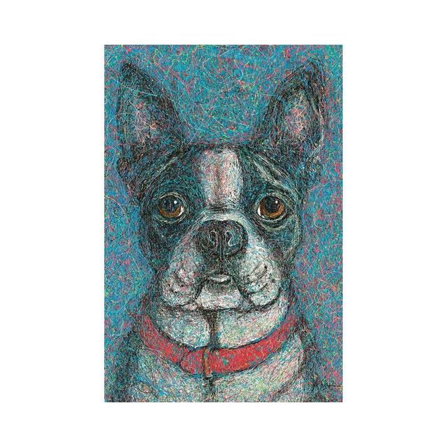 Boston Terrier Drip by Gretchen Kish Serrano - Graphic Art on Canvas Rosalind Wheeler Size: 152.4cm H x 101.6cm W x 3.81cm D, Format: Wrapped Canvas on Productcaster.