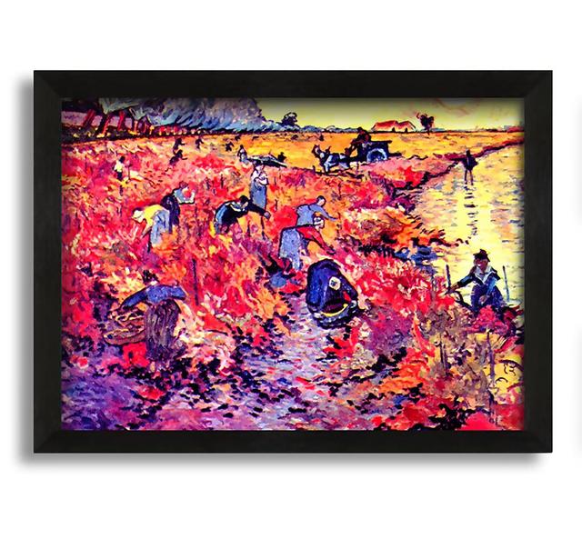 Van Gogh The Red Vines Framed Print - Picture Frame Painting on Canvas Ophelia & Co. Format: Black Framed Canvas, Size: 84.1cm H x 118.9cm W x 3.3cm D on Productcaster.