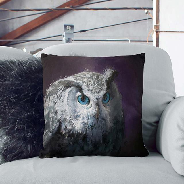 Blue Eyed Eurasian Eagle Owl Cushion with Filling East Urban Home Size: 55cm H x 55cm W x 20cm D, Backing Colour: Stone on Productcaster.