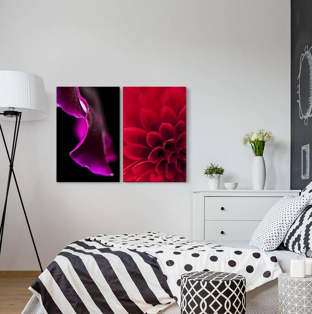 2-tlg. Leinwandbilder-Set - Fotografie „Dahlia Red Blossom Flowersflora” East Urban Home on Productcaster.