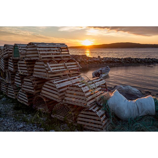 Sunset at Cow Head Fishing Harbour by HelenL100 - Wrapped Canvas Photograph Latitude Run Size: 51cm H x 76cm W on Productcaster.