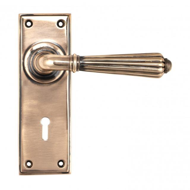 Hinton Lock Door Handle Kit (Set of 2) From The Anvil Finish: Polished Bronze on Productcaster.