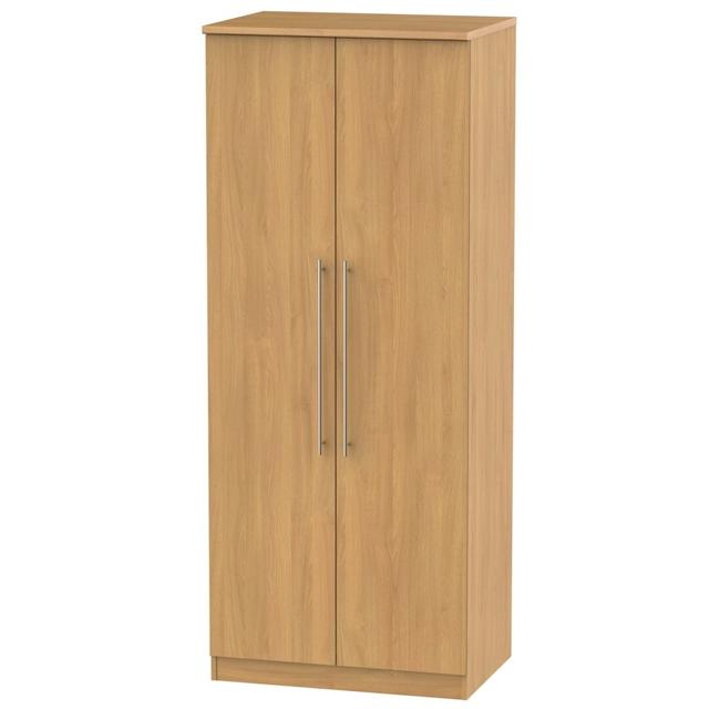 Fully Assembled Eliodoro Sherwood 2 Door Wardrobe Ebern Designs Colour: Oak Wood Veneer, Size: 182.5 cm H x 74 cm W x 53 cm D on Productcaster.