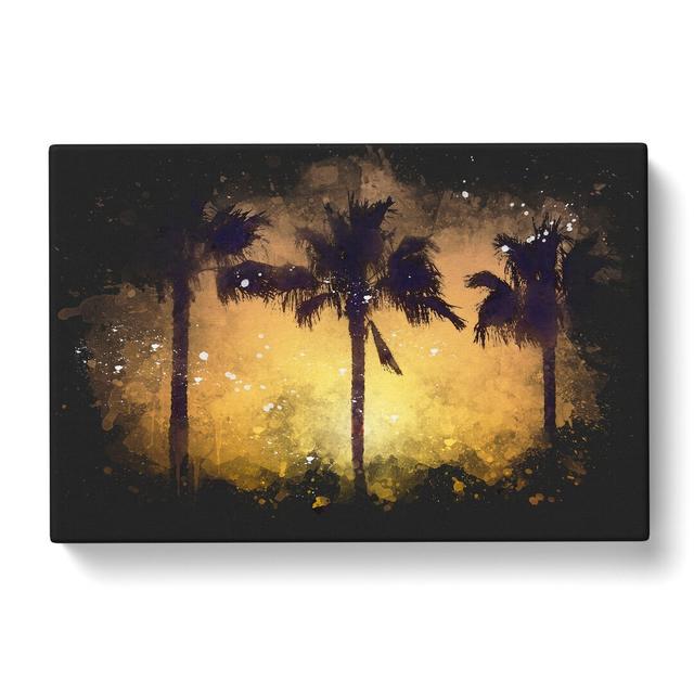 Palm Trees at Sunset Vol.1 - Wrapped Canvas Graphic Art East Urban Home Size: 35cm H x 50cm W x 3cm D on Productcaster.