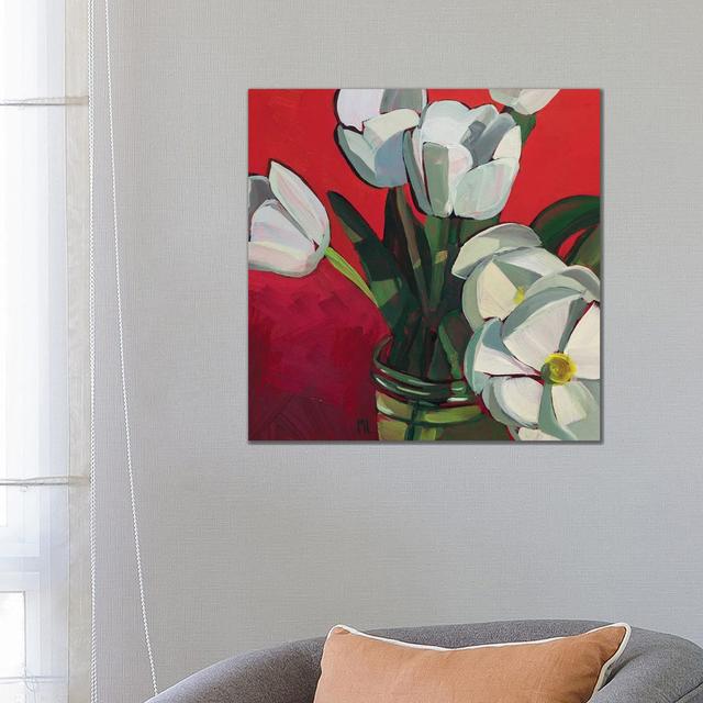 Tulips On by Mónica Linares - Wrapped Canvas Gallery-Wrapped Canvas Giclée ClassicLiving Size: 66.04cm H x 66.04cm W x 3.81cm D on Productcaster.