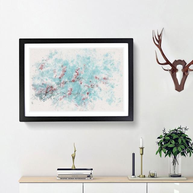 Beautiful Pink Cherry Blossom Tree Watercolour - Picture Frame Graphic Art Print East Urban Home Size: 62cm H x 87cm W x 2cm D, Frame Option: Black Fr on Productcaster.