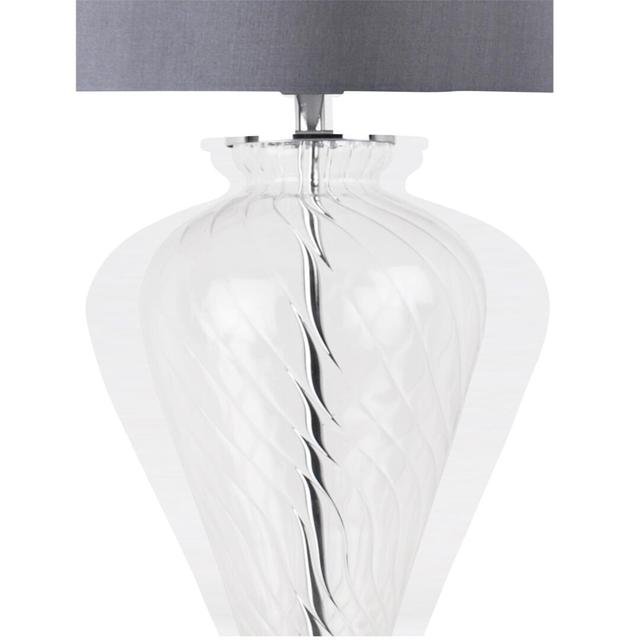 Pair Of Clear Glass Table Lamps With Grey Fabric Shades (Set of 2) Ivy Bronx Base Colour: Clear, Shade Colour: Grey on Productcaster.