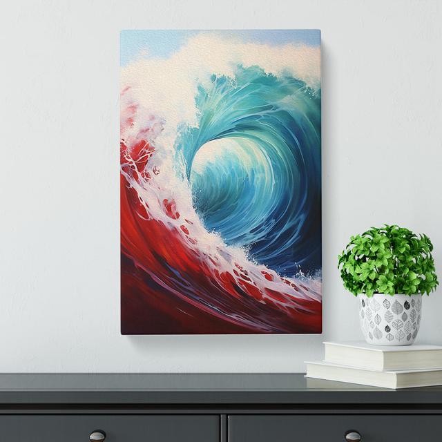 Wave Modern Hard Edge Painting Art No.2 House of Hampton Size: 60cm H x 40cm W x 3cm D on Productcaster.